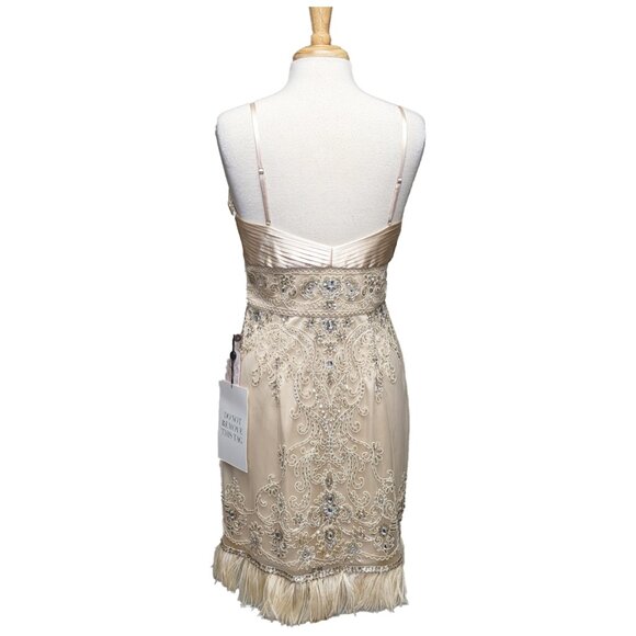 SUE WONG Beaded 1920s Flapper Dress w/ Ostrich Feather Trim NWT - Picture 5 of 8